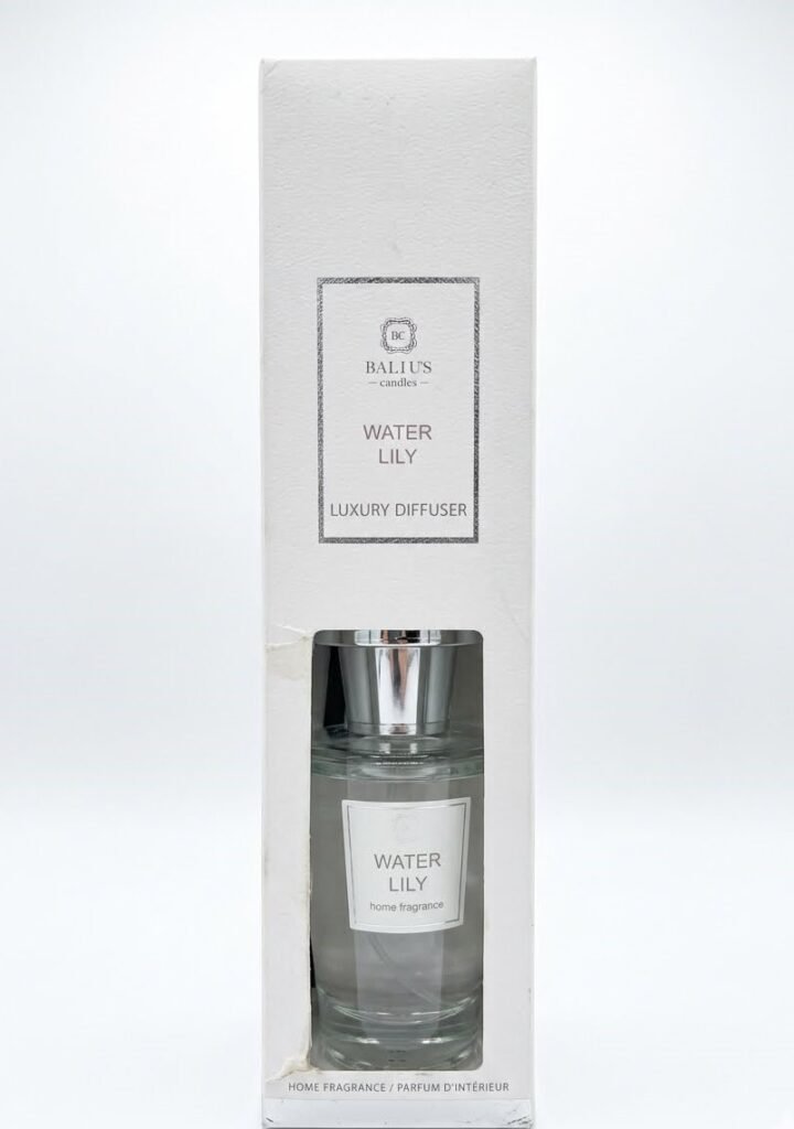 Premium 300ml Water Lily scented reed diffuser with an elegant silver top for home fragrance in Lagos, Nigeria