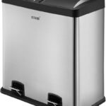 60L double slim stainless steel step pedal bin with dual compartments for waste sorting in Lagos, Nigeria