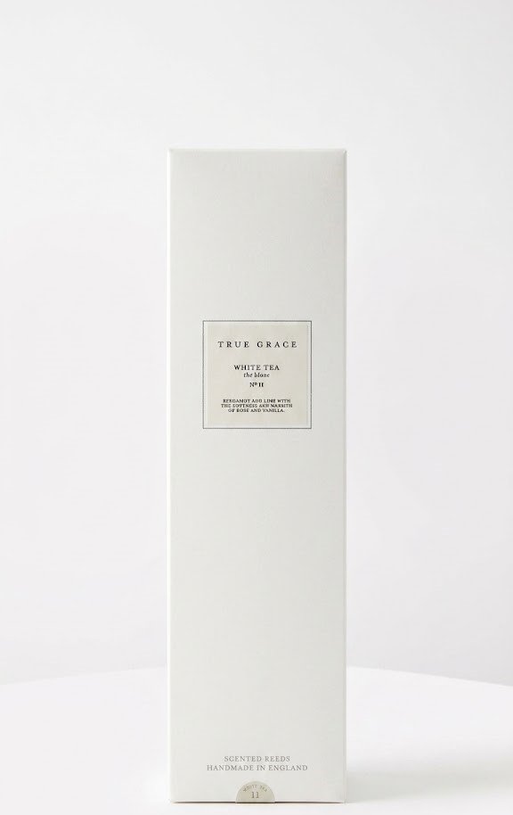 White Tea scented Village reed diffuser in a glass bottle for luxury home aromatherapy in Lagos, Nigeria