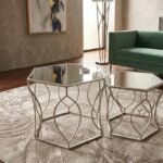 Avantis mirrored top side table with brushed silver metal frame for modern home decor in Lagos Nigeria luxury interior