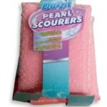 Three pack of white pearl scourer pads for gentle non-scratch kitchen cleaning in Lagos, Nigeria