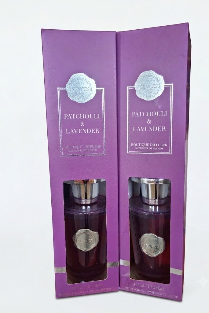 Sences 300ml patchouli and lavender reed diffuser in a luxury glass bottle for home scenting in Lagos, Nigeria