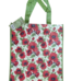 Large reusable shopping bag with vibrant red poppy floral print for groceries in Lagos, Nigeria
