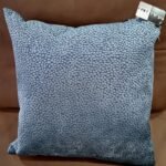 Blue cut velvet dots cushion 43x43 cm luxury textured velvet throw pillow for sofa