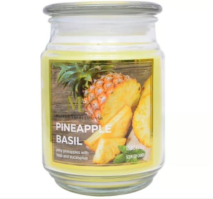 195602031825 18Oz Scented Candle Jar Pineapple Basil - Image 1