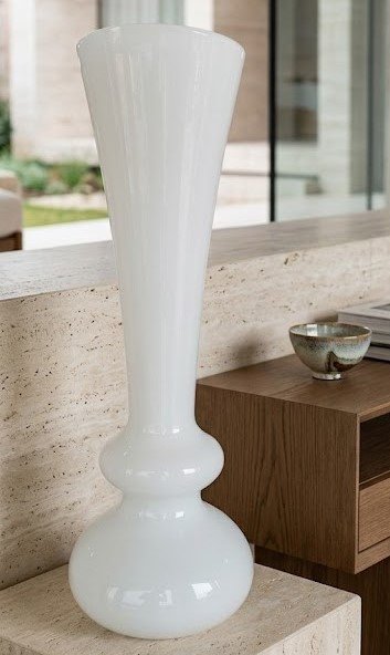 Tall white double bottom floor vase 100cm modern ceramic decorative vase for luxury home interiors in Lagos, Nigeria