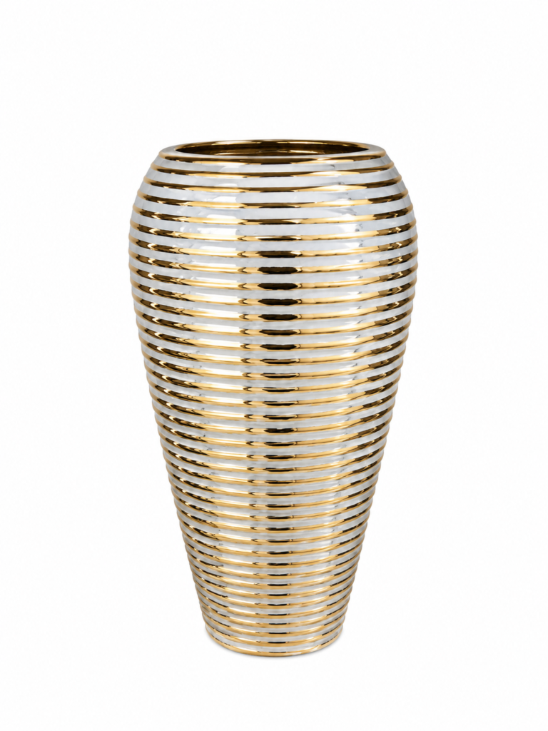 40 cm gold urn vase for home décor and floral display on table or shelf