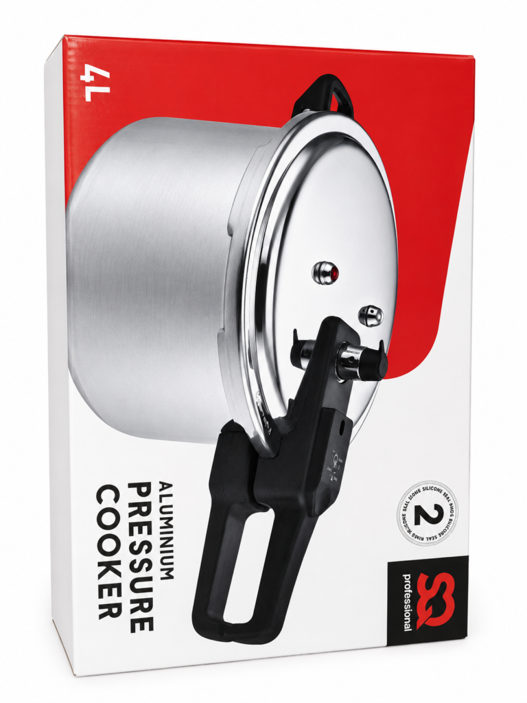Polished silver aluminum pressure cooker with safety lid for fast and healthy cooking in Lagos, Nigeria