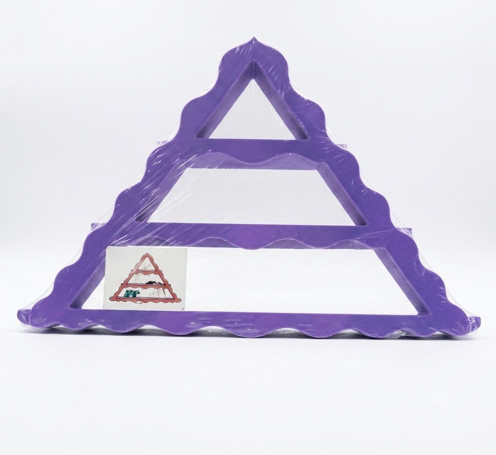 3 tier triangle wooden shelf for corner storage display, ideal for books, décor and plants in modern home interiors in Lagos, Nigeria