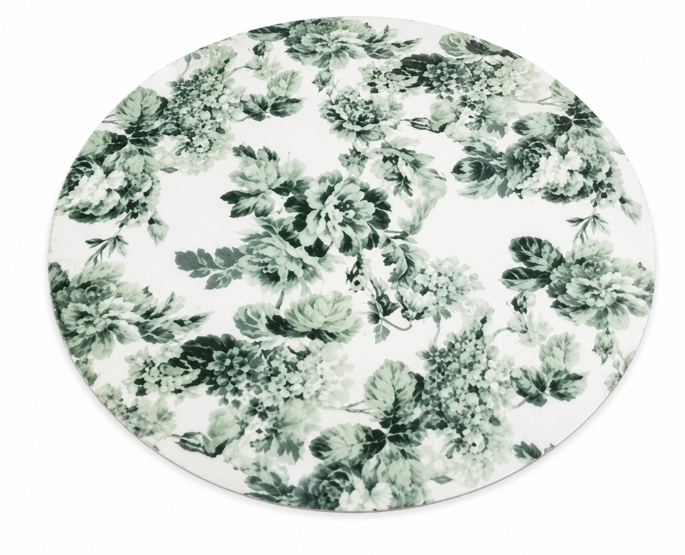 Flower Green Round Placemat Vibrant green round placemat with a floral cutout design for elegant dining table decor in Lagos, Nigeria.