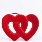Soft red velvet interlocking double heart hanging decoration for Valentine's or anniversary, Lagos, Nigeria