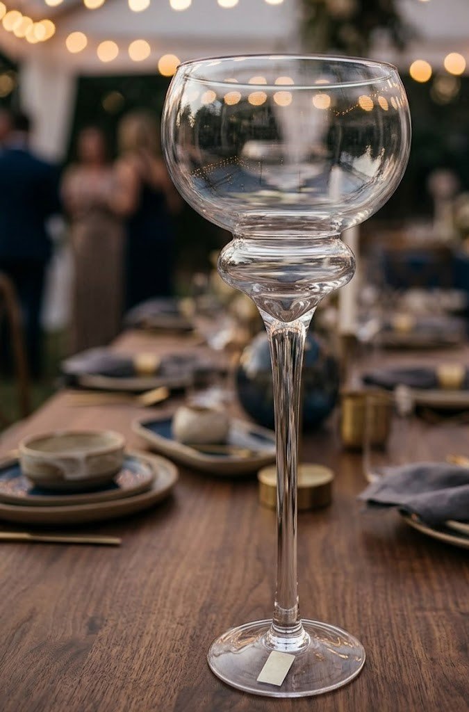 50cm clear glass chalice vase for flowers and event décor in Lagos, Nigeria
