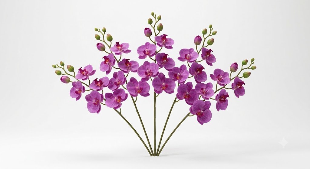 Realistic purple Cymbidium Lavanda orchid flower stem for luxury home décor in Lagos, Nigeria