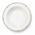 White fine bone china 215mm soup plate with high-shine glaze, grey marble effect rim, and real platinum detail
