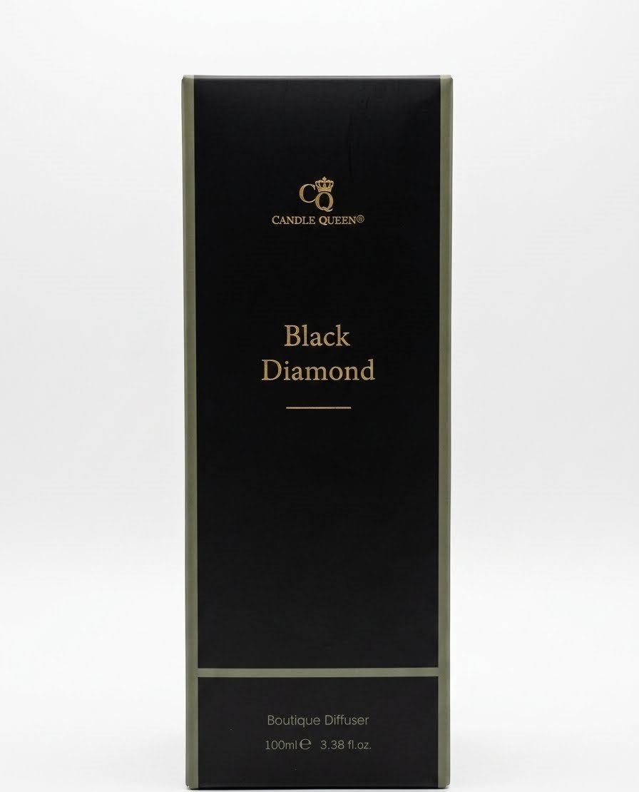 Candle Queen Black Diamond 100ml boutique reed diffuser Candle Queen Black Diamond 100ml boutique reed diffuser in an elegant black gift box for home fragrance in Lagos, Nigeria