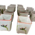 Square Ceramic Plant Pot With Flower
