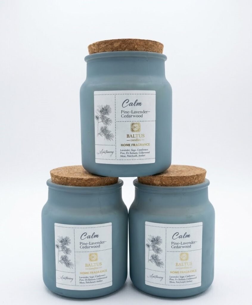 Urban Apothecary Calm luxury scented candle in a black glass jar for home relaxation in Lagos, Nigeria