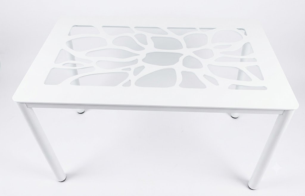 White and black modern dining table with marble-style top for 4–6 seating in Lagos Nigeria luxury home furniture