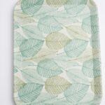 Eden Leaf 43.5x32.5cm rectangular bamboo fibre serving tray with botanical print for dining in Lagos, Nigeria