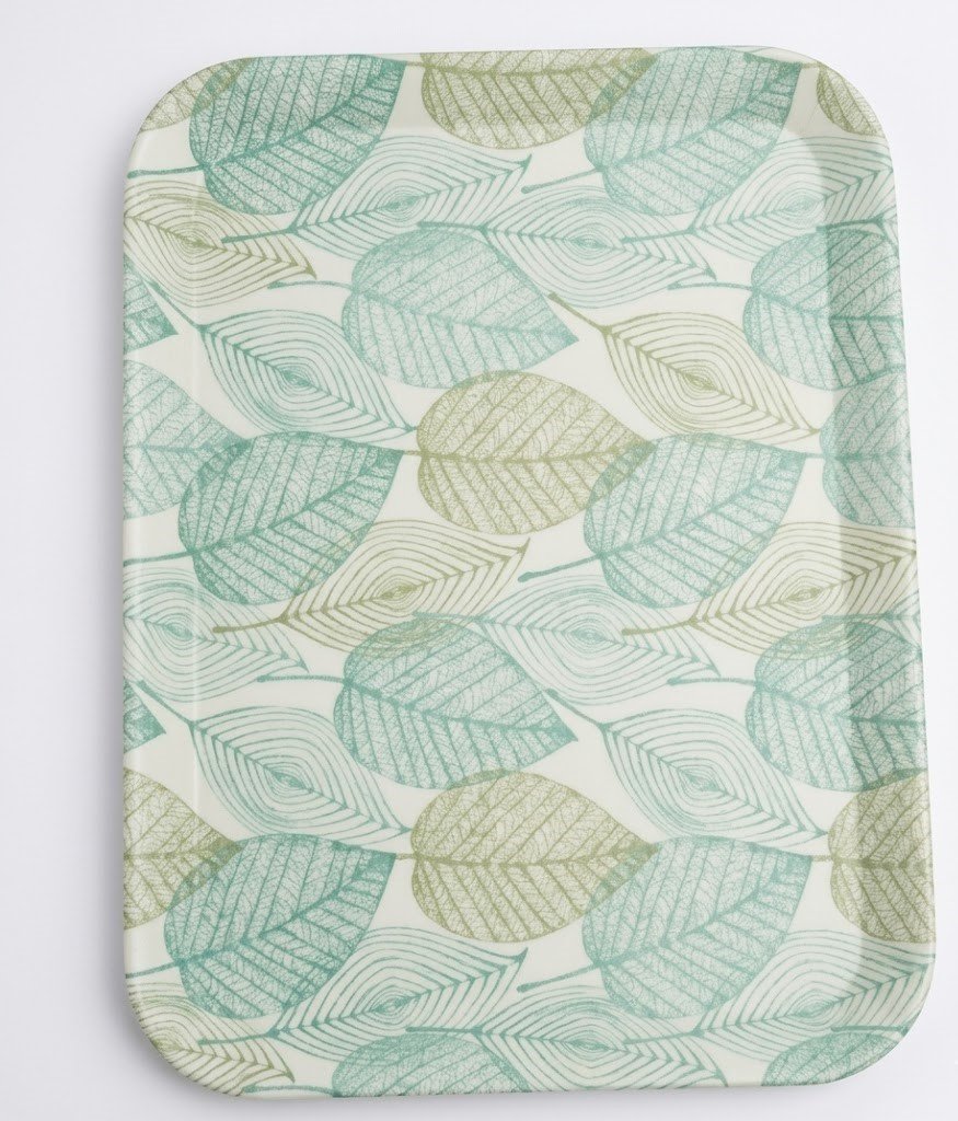 Eden Leaf 43.5x32.5cm rectangular bamboo fibre serving tray with botanical print for dining in Lagos, Nigeria