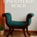 Blue patterned upholstered Cleopatra camel seat with mahogany wood scroll arms and legs in Lagos, Nigeria