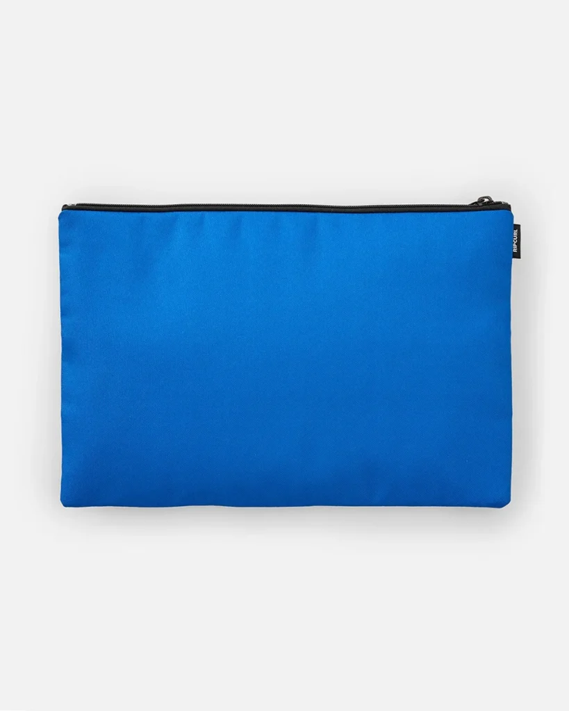 Blue pencil case toiletry bag with zip closure for storing cosmetics, stationery, and travel essentials