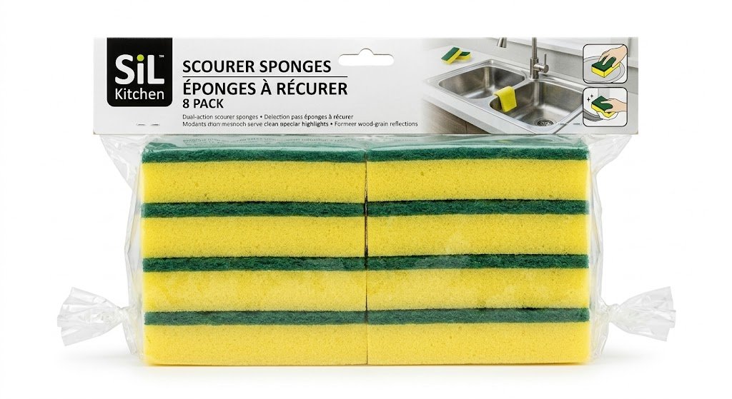 Three pack of yellow cellulose sponges for high-absorbency kitchen cleaning in Lagos, Nigeria