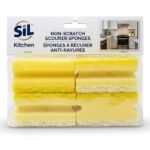 Six pack of non-scratch scourer sponges for gentle and effective dish cleaning in Lagos, Nigeria