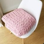 Strick Decke Throw Pink Colour