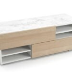 Hampton TV unit white and dark acacia media console for living room décor in Lagos, Nigeria