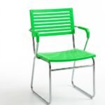 Green padded seat with chrome frame stacking chair for home and office in Lagos, Nigeria.