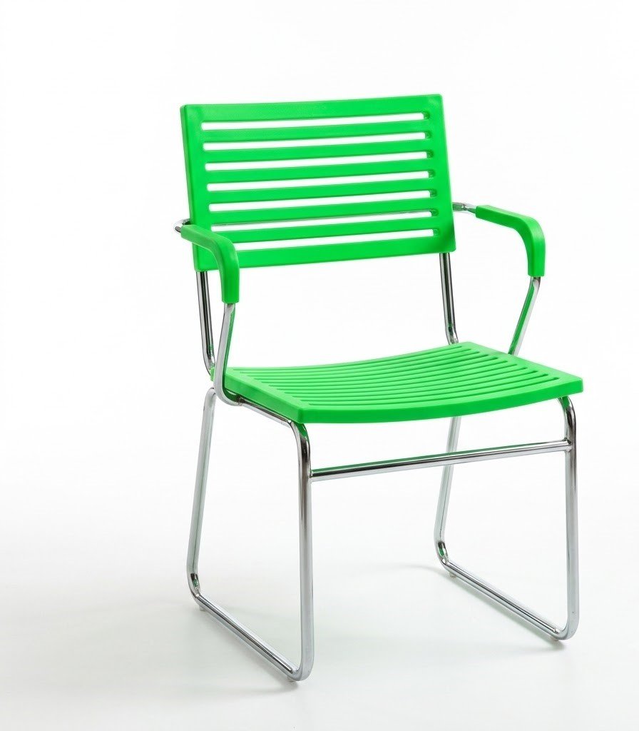 Green Seat Stacking Chair Green padded seat with chrome frame stacking chair for home and office in Lagos, Nigeria.