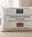 White Early's of Witney quilted cashmere wool pillow with Union Jack logo in Lagos, Nigeria.