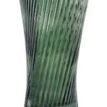 Green Ribbed Twist Vase