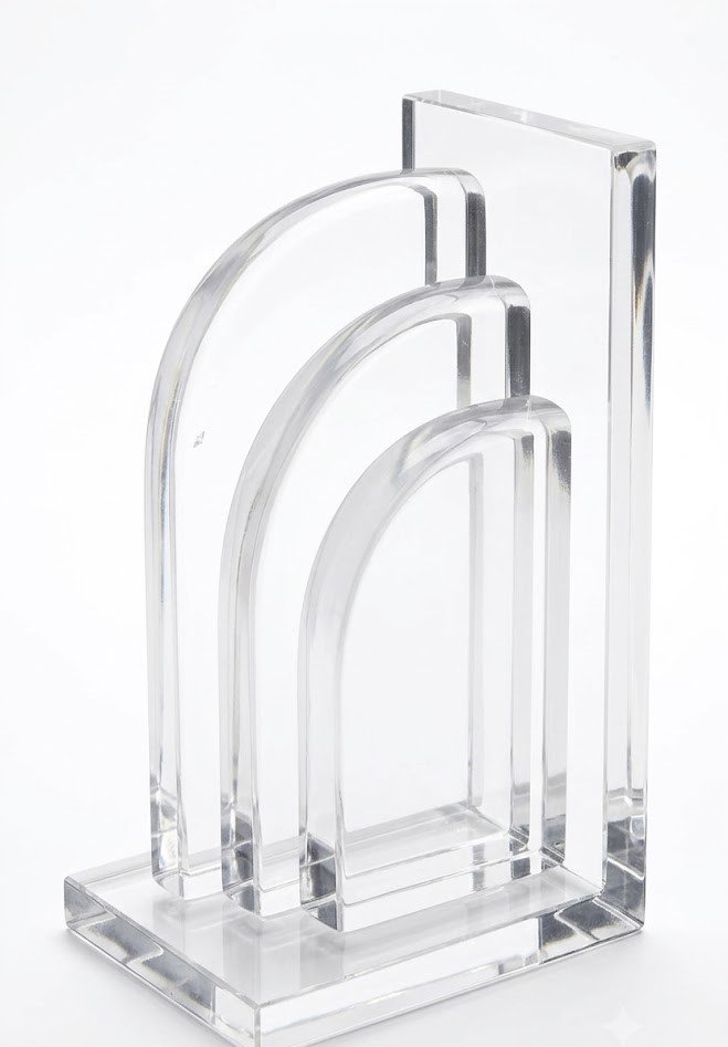 Clear crystal art decor with gold metal base for office desk in Lagos, Nigeria