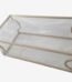 Clear tempered glass coffee table with curved chrome metal base for modern living room décor in Lagos Nigeria