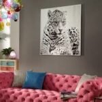 Cheetah Glass Art Pic 100 X 100 X 2.5 Cm Wall Art