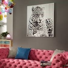 46963 Cheetah Glass Art Pic 100 X 100 X 2.5 Cm Wall Art - Image 1