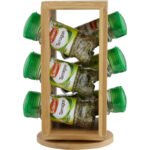 6 Bottle Bamboo Revolving Spice Rack