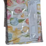 Watercolor tulips and daffodils floral print table runner for vintage dining décor in Lagos, Nigeria.