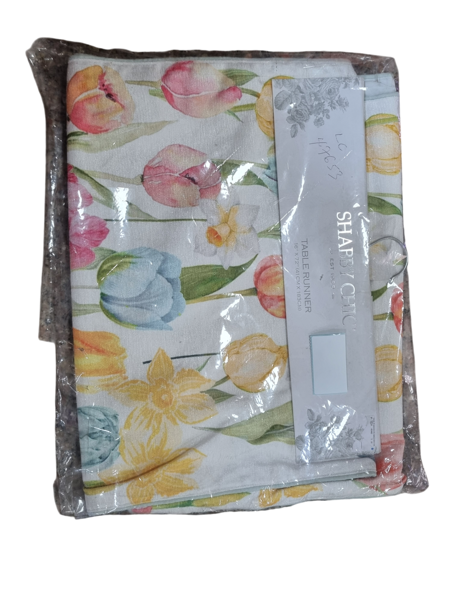 47583 Watercolor tulips and daffodils floral print table runner for vintage dining décor in Lagos, Nigeria.