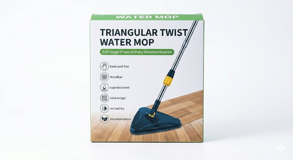 Triangular twist mop and bucket set with a 360-degree rotating head for deep corner cleaning in Lagos, Nigeria.