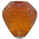 Basket Glass Orange Vase Large