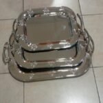 Elegant Loreno 3Pc Set Of Serving Tray Silver