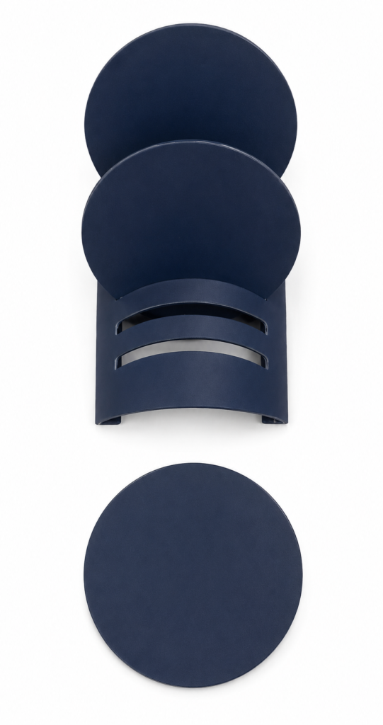 Premium metal and leather glass coaster for luxury coffee table protection and home styling in Lagos, Nigeria