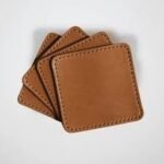 Coffee Mat Glass Coaster Metal + Leather