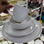 16 Pcs Stoneware Dinner Plate Set White