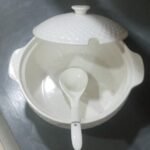 Brown Carton Soup Pot Dish & Spoon