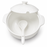 Eco-friendly brown paper soup pot set with lids and spoons for food packaging and catering in Lagos, Nigeria