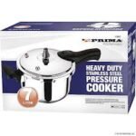 Prima 7 litre heavy duty stainless steel pressure cooker with black handles in Lagos, Nigeria